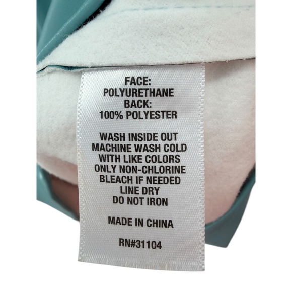 Crown & Ivy Teal Blue Faux Leather Tiered Babydoll Mini Dress Womens Large - Picture 4 of 5